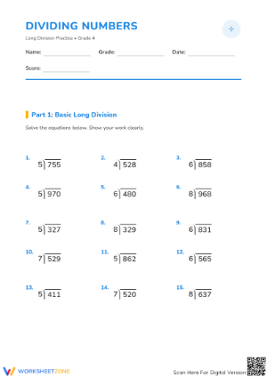 Grade 4 Long Division — Essential Printable Worksheet