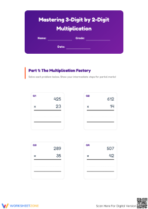 Essential 3-Digit by 2-Digit Multiplication Worksheet Pack