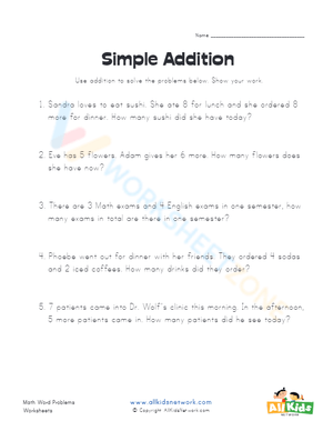 Simple addition word problems 1