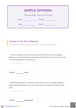 Printable Division Word Problems Worksheet | Grade 3 Math