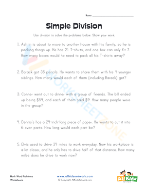 Simple division word problems 1