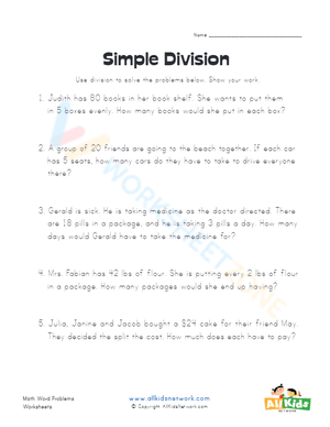 Simple division word problems 2