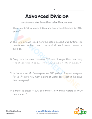 Advanced division word problems 2