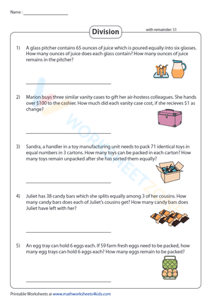 Division Practice Worksheet