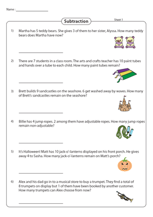 Subtraction Practice Worksheet for Kids