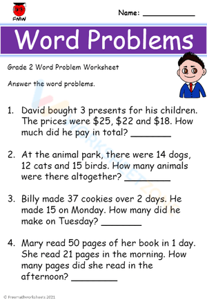 Solve Math Word Problems with this Worksheet