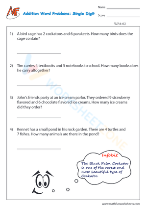 Fun Addition Word Problems Worksheet for Students