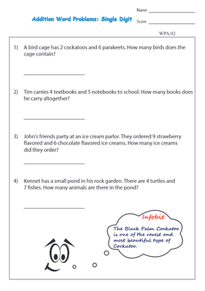 Fun Addition Word Problems Worksheet for Students