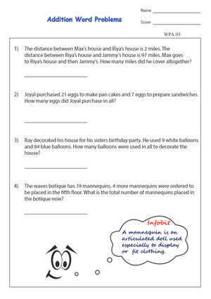 Basic Addition Word Problems: Practice Worksheet