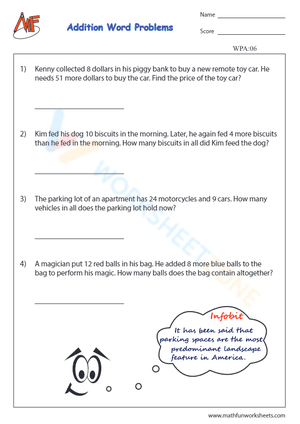Challenging Addition Word Problems Worksheet