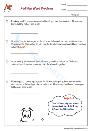 Solve Addition Word Problems with this Worksheet
