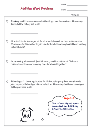 Solve Addition Word Problems with this Worksheet