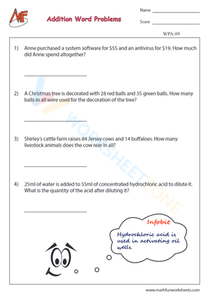 Worksheet: Solving Addition Word Problems