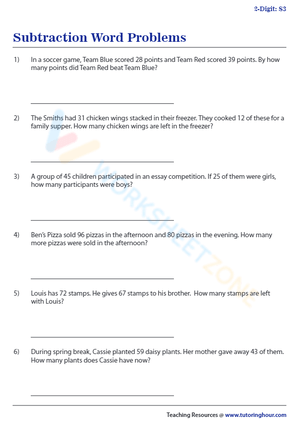 Subtraction Word Problems: Real-World Scenarios