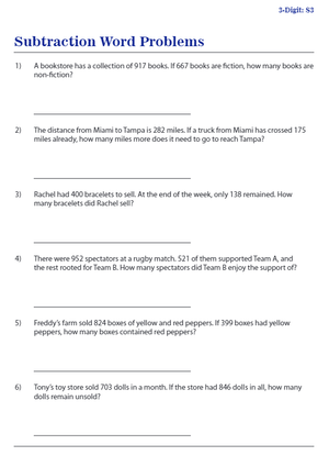 Subtraction Word Problems: Solve It