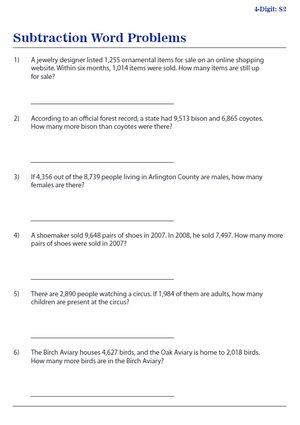Engaging Subtraction Word Problems Worksheet