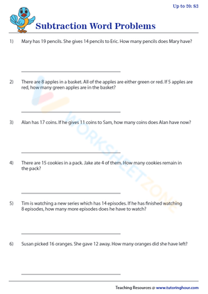 Intensive Subtraction Word Problems Practice