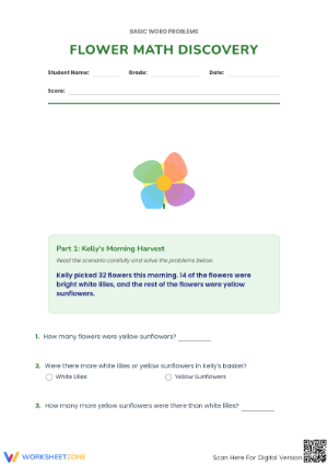 Essential Flower Math Word Problems | Grade 4-5 Printable