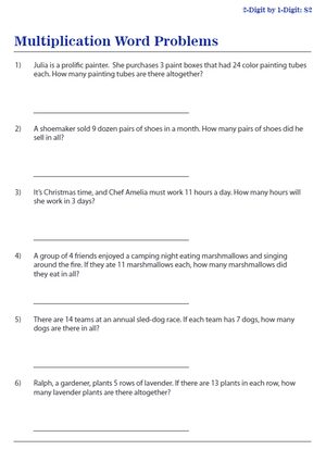 Worksheet: Multiplication Word Problems For Students