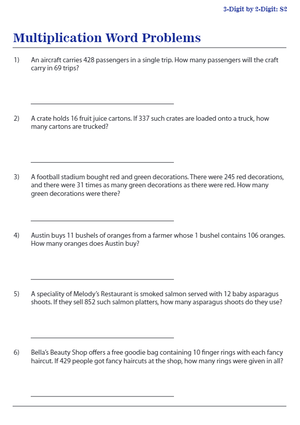 Word Problems To Practice Multiplication