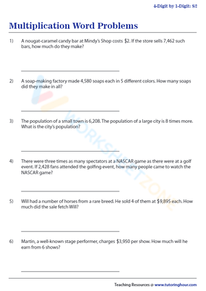 Multiplication Word Problems Worksheet: Problem 14