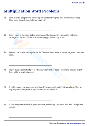 Multiplication Word Problems Enhanced Practice