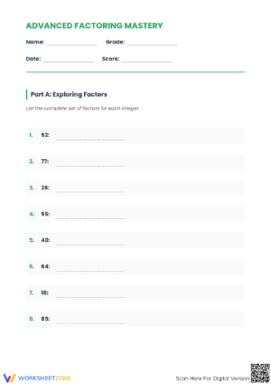 Essential Factoring Mastery Worksheet | Grade 7 Math