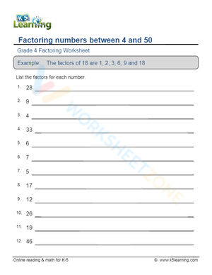 Factoring numbers between 4 and 50 1