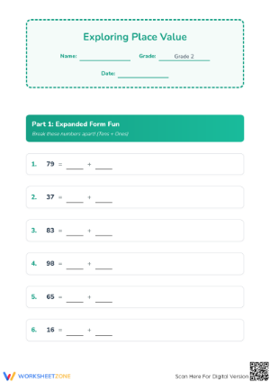 Printable Place Value Practice Worksheet | Grade 2 Math