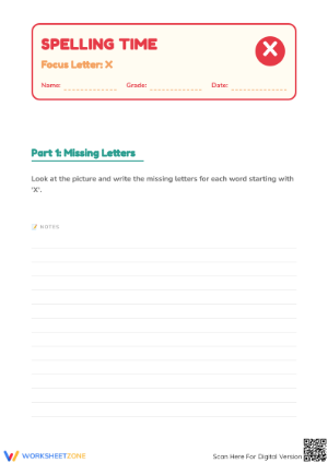 Letter X Spelling Time Worksheet | Essential Preschool ELA