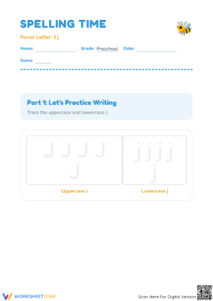 Printable Letter J Spelling Worksheet Packet | Preschool