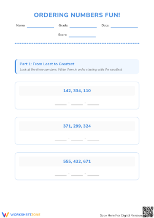Ordering Numbers Worksheet | Essential Grade 1 Math Practice