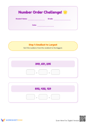 Ordering Numbers Worksheet | Printable Grade 1 Math
