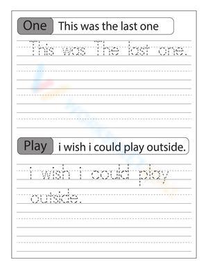 Practice Sentence Tracing with this Worksheet