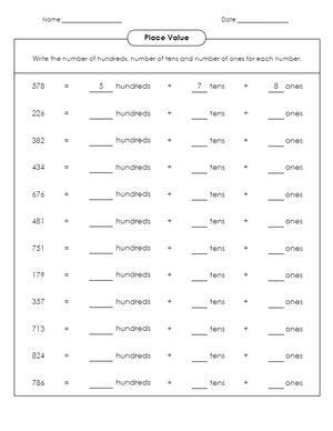 Understand Place Value: Hundreds Tens and Ones