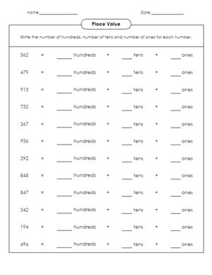 Master Hundreds, Tens, and Ones with this Worksheet