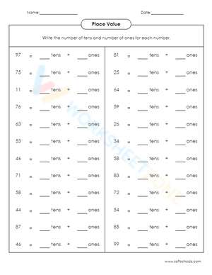 Practice Identifying Tens and Ones Worksheet