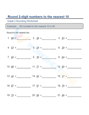 Worksheet for Rounding 2-Digit Numbers to 10