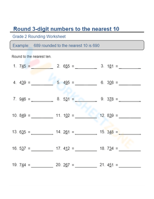 Worksheet: Rounding 3-Digit Numbers to Nearest 10