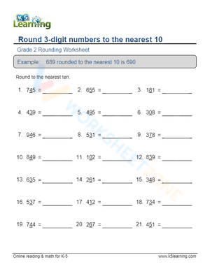 Worksheet: Rounding 3-Digit Numbers to Nearest 10