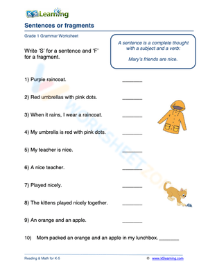 Grammar: Sentences or fragments