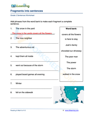 Fragments into sentences 2