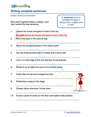 Writing complete sentences 1