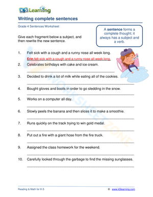 Writing complete sentences 3