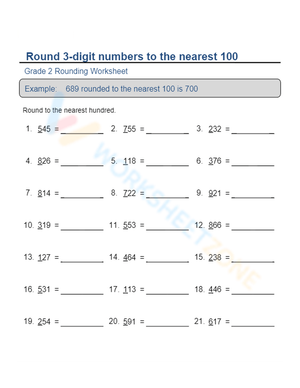 Worksheet for Rounding to the Nearest 100