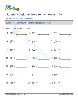 Worksheet for Rounding to the Nearest 100