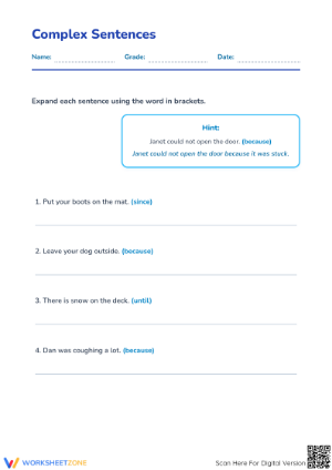 Complex Sentences Worksheet | Grade 2 Essential Practice