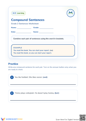 Essential Compound Sentences Practice | Grade 2 ELA