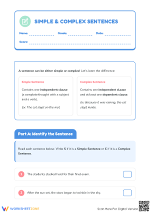 Grade 2 Simple and Complex Sentences — Printable Guide