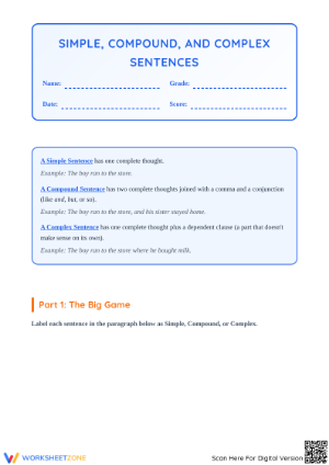 Printable Grade 2 Sentence Structure Worksheet | Aligned